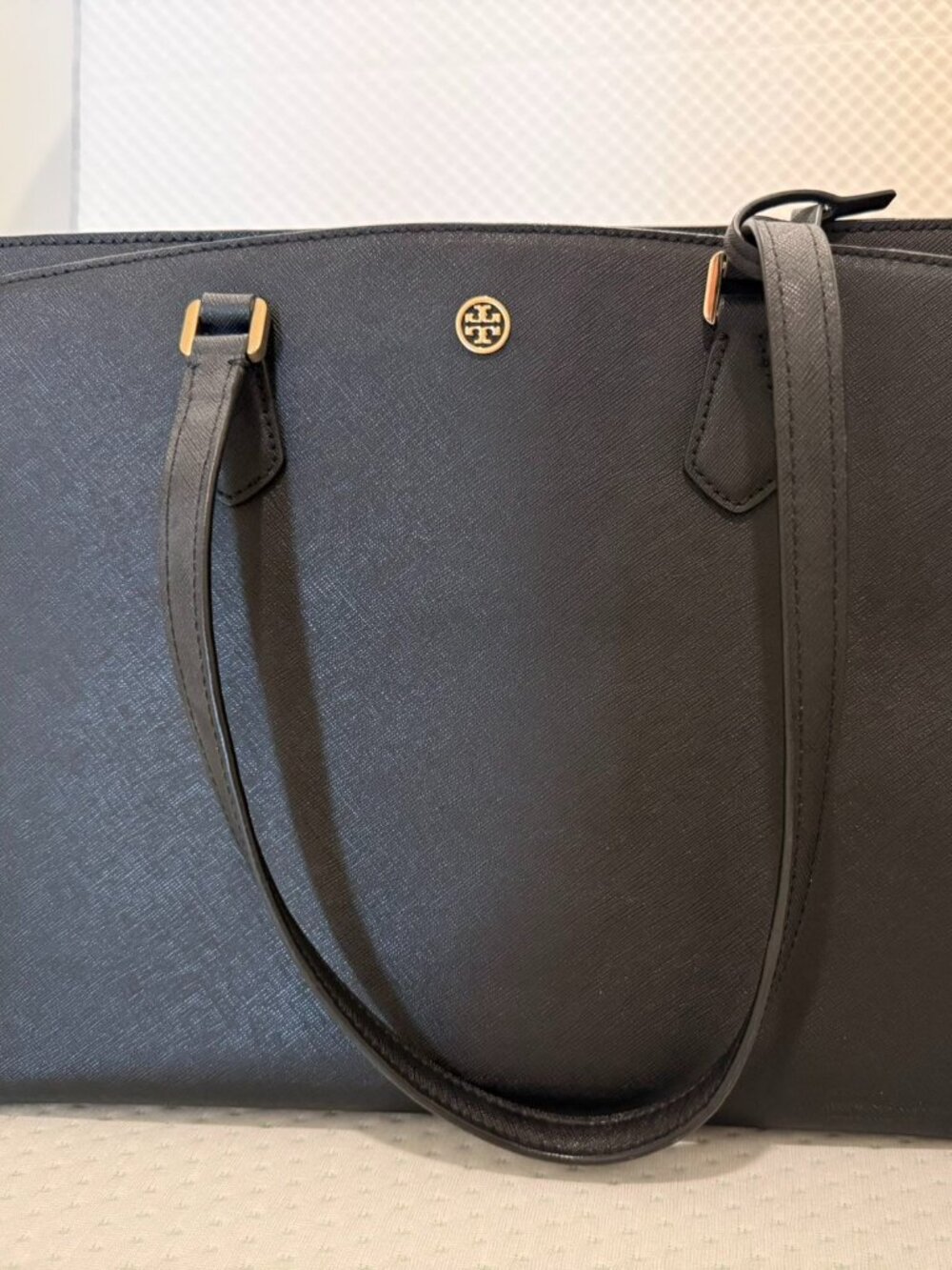 Tory Burch Large Black Leather Tote